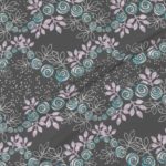 Fabric & Wallpaper: Rose Garland in Gray, Aqua, Purple