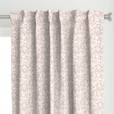 Curtains with pink and white cosmos silhouettes