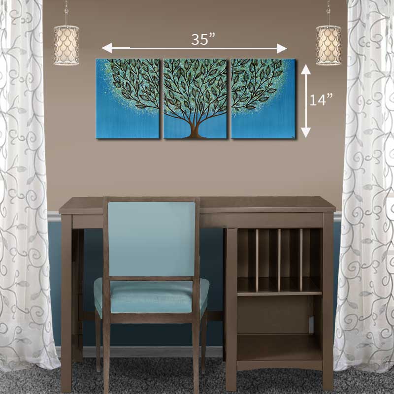 Medium size guide for blue and green tree painting