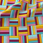 Fabric & Wallpaper: Basketweave in Pink, Yellow, Aqua