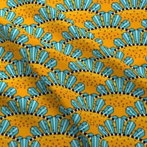 Fabric & Wallpaper: Scallop Sunbursts in Yellow, Aqua