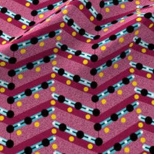 Fabric & Wallpaper: Herringbone in Pink, Black, Aqua