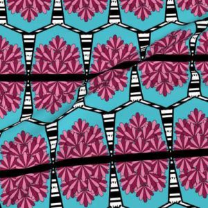 Fabric & Wallpaper: Party Bunting Project, Pink, Black, Aqua