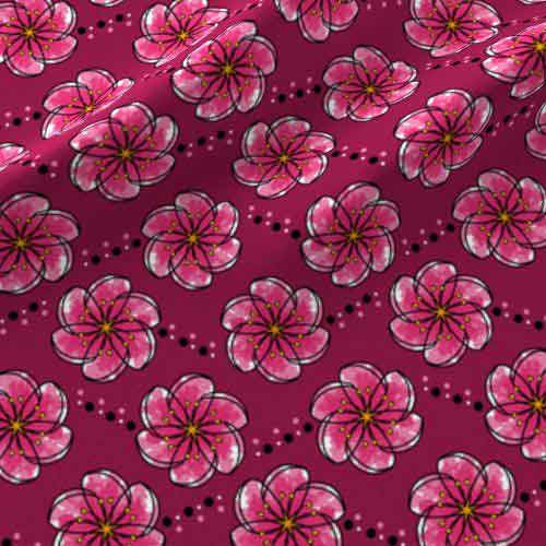 Fabric flower print in pink watercolors