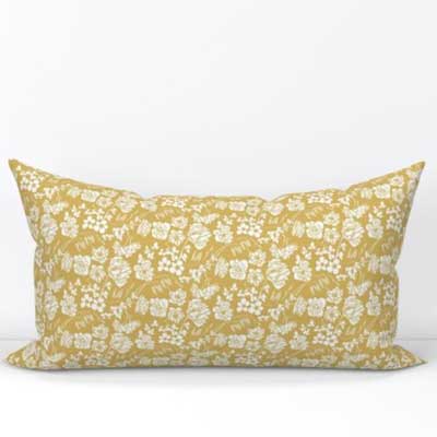 Bolster pillow with yellow art deco floral