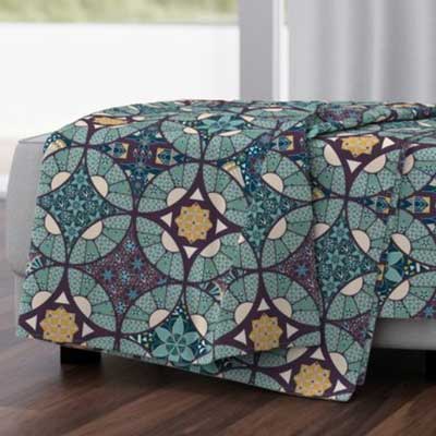 Throw blanket with art deco patchwork