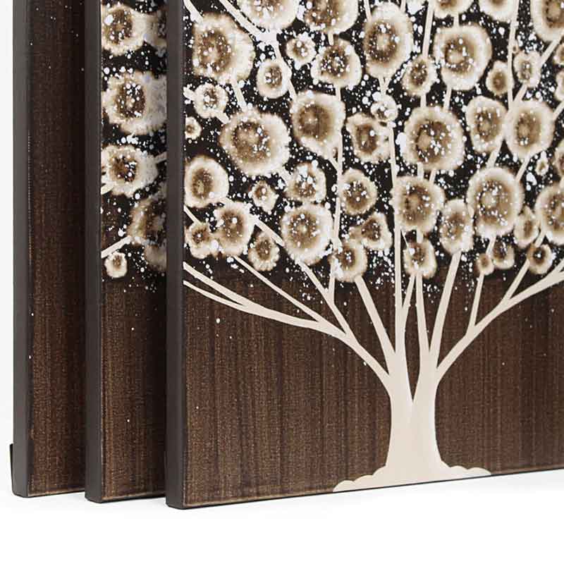 Side view of canvas wall art of brown tree