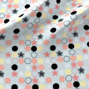 Fabric & Wallpaper: Flower Dots in Peach, Yellow, Black