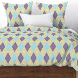 Fabric & Wallpaper: Argyle in Violet, Yellow, Aqua