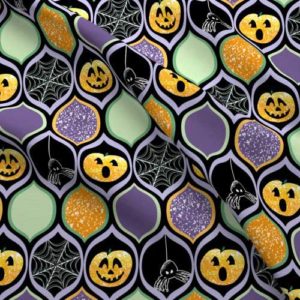 Fabric & Wallpaper: Halloween Jack-O-Lanterns in Purple