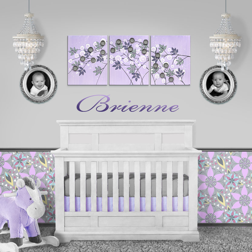 Coordinate Your Lilac & Gray Nursery with Art, Fabric, & Wallpaper