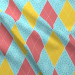 Fabric & Wallpaper: Argyle in Aqua, Pink, Yellow