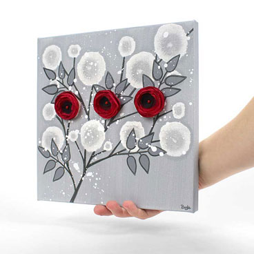 Small wall art painting of red rose