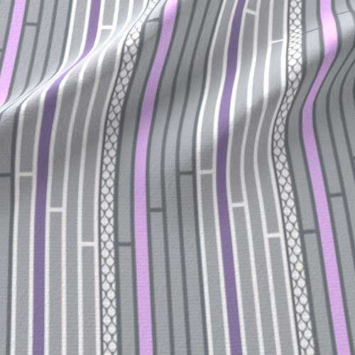 lilac purple and gray stripe nursery fabric