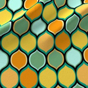 Fabric & Wallpaper:  1960s Ogee Pattern in Green, Orange