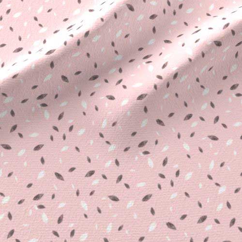 Light pink fabric with gray leaf prints in small scale