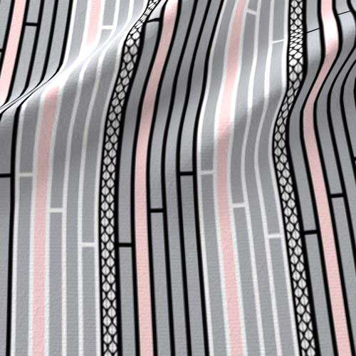 Pink and gray stripe nursery fabric