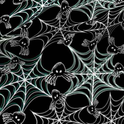 Teal and black spider webs