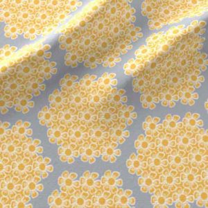 Fabric & Wallpaper: Hexagon Flowers in Yellow, Gray