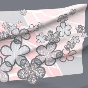 Fabric & Wallpaper: Wholecloth Baby Quilt, Flowers in Pink, Gray, White