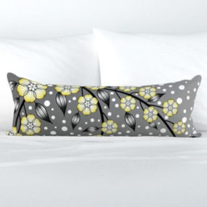 Fabric & Wallpaper: Large Floral Border Gray, Yellow, White