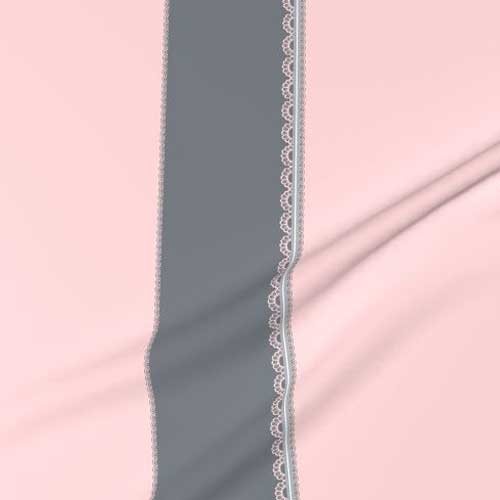 Simple scallop border fabric in pink and gray