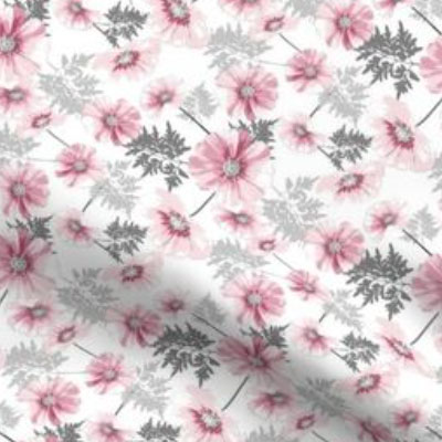 Pink and gray cosmos zig zag fabric