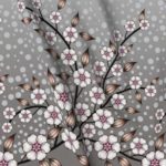 Fabric: Jumbo Border of Flower Branches in Gray, Pink
