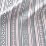 Fabric & Wallpaper: Flower Stripes in Peony Pink, Gray