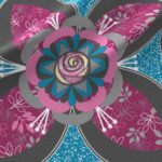 Fabric & Wallpaper: Quilt Square Rose Quatrefoil in Pink, Gray, Blue