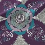 Fabric & Wallpaper: Quilt Square Rose Quatrefoil in Purple, Teal