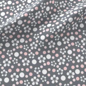 Fabric & Wallpaper: Small Flowers and Dots in Pink, Gray, White