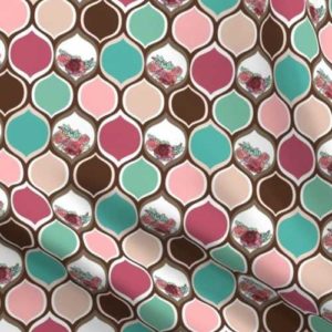 Fabric & Wallpaper: Boho Modern Roses on Ogee Pattern