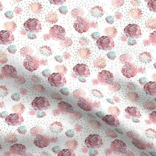 Fabric print of stamped roses in boho style