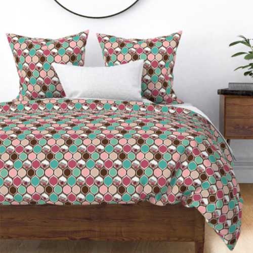 Duvet with boho ogee pattern and roses