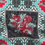 Fabric & Wallpaper: Wholecloth Quilt with Roses in Red, Teal, Black