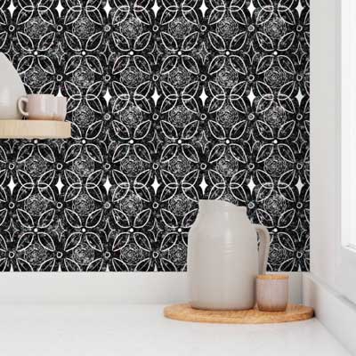 Faux black stone with inlay wallpaper