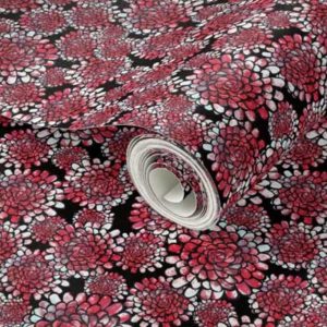 Fabric & Wallpaper: Bold Modern Dahlias in Red, Black