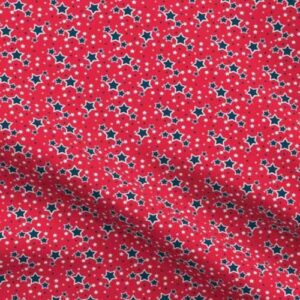 Fabric & Wallpaper: Navy Stars on Red Ditsy