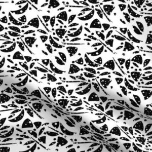 Fabric & Wallpaper: Black Mosaic Abstract Floral on White