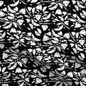 Fabric & Wallpaper: White Mosaic Abstract Floral on Black