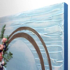 Keepsake Wedding Art, Custom Floral Painting, Pink, Blue Ombre | Square