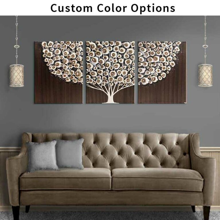 Canvas Art Tree Triptych in Custom Colors | Large - Extra Large | Amborela