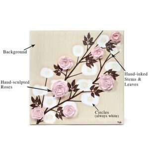Sculpted Rose Canvas Art in Custom Colors to Match Nursery | Small