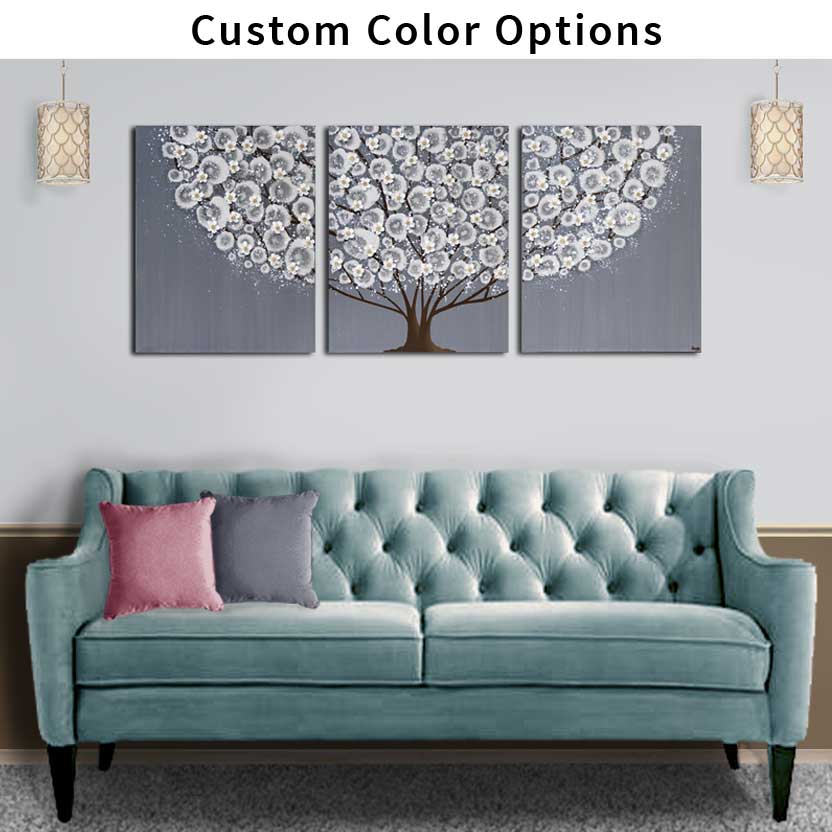 Custom color flowering tree wall art