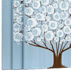 Inscribed Art on Canvas, Tree in Sky Blue | Large – Extra Large