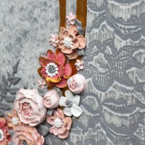 Flower Wedding Art, Custom Sign in Pink, Gray | Square