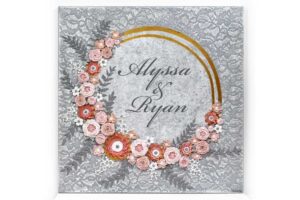 Flower Wedding Art, Custom Sign in Pink, Gray | Square