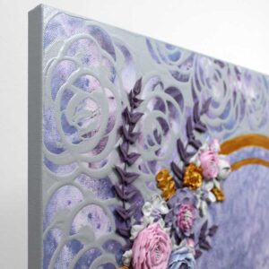 Purple & Gray Floral Rose Wedding Canvas Art, Custom Sign | Square