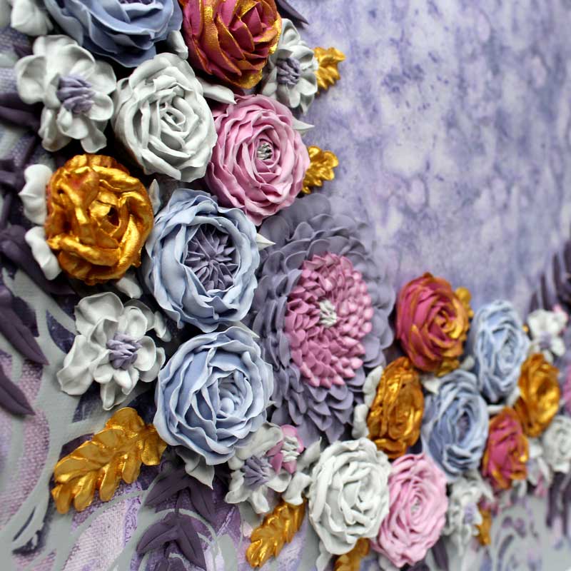 Purple & Gray Floral Rose Wedding Canvas Art, Custom Sign | Square - Image 3